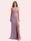 Elegant Sweetheart Side Slit Mermaid Soft Satin Long Matron of Honor Dress For Wedding