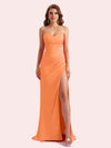 Elegant Sweetheart Side Slit Mermaid Soft Satin Long Matron of Honor Dress For Wedding For Sale