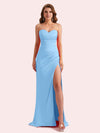 Elegant Sweetheart Side Slit Mermaid Soft Satin Long Matron of Honor Dress For Wedding For Sale