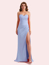 Elegant Sweetheart Side Slit Mermaid Soft Satin Long Matron of Honor Dress For Wedding