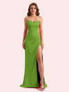 Elegant Sweetheart Side Slit Mermaid Soft Satin Long Matron of Honor Dress For Wedding