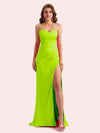 Elegant Sweetheart Side Slit Mermaid Soft Satin Long Matron of Honor Dress For Wedding