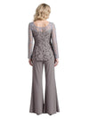 Trendy Women Chiffon And Lace long Sleeves Jumpsuit For Mother Of The Bride