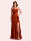 Sexy Sleeveless Side Slit Mermaid Soft Satin Long Matron of Honor Dress For Wedding