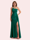 Sexy Sleeveless Side Slit Mermaid Soft Satin Long Matron of Honor Dress For Wedding