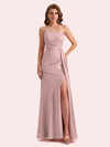 Sexy Sleeveless Side Slit Mermaid Soft Satin Long Matron of Honor Dress For Wedding