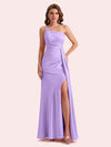 Sexy Sleeveless Side Slit Mermaid Soft Satin Long Matron of Honor Dress For Wedding