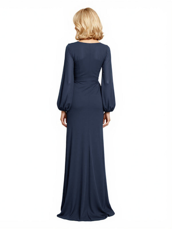 Elegant Chiffon Square Neck Long Sleeves Mermaid Mother Of The Bride Dresses