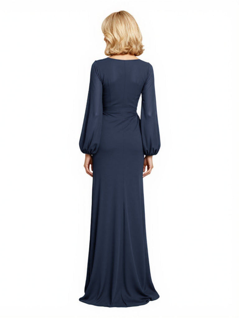 Elegant Chiffon Square Neck Long Sleeves Mermaid Mother Of The Bride Dresses