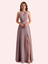 Elegant Halter Mermaid Chiffon Long Mother of the Brides Dresses Online