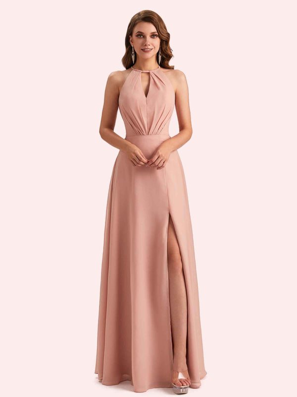 Elegant Halter Mermaid Chiffon Long Mother of the Brides Dresses Online