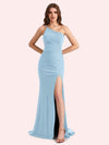 Sexy One Shoulder Stretch Jersey Long Mermaid Bridesmaid Dresses