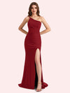 Sexy One Shoulder Stretch Jersey Long Mermaid Bridesmaid Dresses