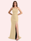 Sexy One Shoulder Stretch Jersey Long Mermaid Bridesmaid Dresses