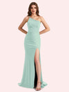 Sexy One Shoulder Stretch Jersey Long Mermaid Bridesmaid Dresses