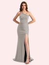 Sexy One Shoulder Stretch Jersey Long Mermaid Bridesmaid Dresses