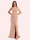 Sexy One Shoulder Stretch Jersey Long Mermaid Bridesmaid Dresses