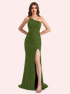 Sexy One Shoulder Stretch Jersey Long Mermaid Bridesmaid Dresses