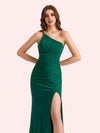 Sexy One Shoulder Stretch Jersey Long Mermaid Bridesmaid Dresses