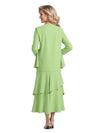 Elegant 3/4 Sleeves Chiffon A-Line Tea Length Mother Of The Bride Dresses With Jacket