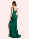 Sexy V-neck Sleeveless Side slit Stretch Jersey Long Mermaid Bridesmaid Dresses Online