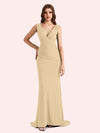Sexy V-neck Sleeveless Stretch Jersey Long Mermaid Bridesmaid Dresses Online