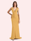 Sexy V-neck Sleeveless Stretch Jersey Long Mermaid Bridesmaid Dresses Online