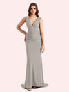 Sexy V-neck Sleeveless Stretch Jersey Long Mermaid Bridesmaid Dresses Online