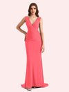 Sexy V-neck Sleeveless Stretch Jersey Long Mermaid Bridesmaid Dresses Online