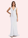 Sexy V-neck Sleeveless Stretch Jersey Long Mermaid Bridesmaid Dresses Online