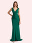 Sexy V-neck Sleeveless Stretch Jersey Long Mermaid Bridesmaid Dresses Online