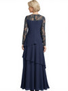 Elegant Lace Long Sleeves Chiffon A-Line Mother Of The Bride and Groom Dresses