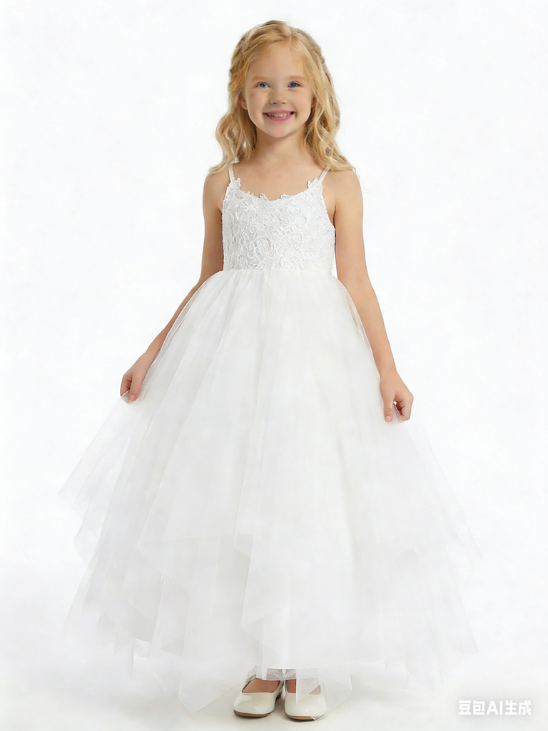 Off-Shoulder Long-Sleeve Princess Gown with Tulle Flower Girl Dress Birthday Party Dresses