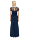 Elegant Illusion Short Sleeves Lace Chiffon A-line Long Mother of The Bride Dresses