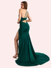 Sexy Side Slit One Shoulder Stretch Jersey Long Mermaid Bridesmaid Dresses