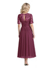 Elegant Illusion Half Sleeves Chiffon Short A-Line Mother Of The Bride Dresses