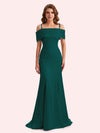 Simple Mermaid Cold Shoulder Soft Satin Long Matron of Honor Dress For Wedding