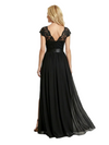 Elegant Cap Sleeves V-Neck Lace Chiffon A-line Maxi Mother of The Bride Dresses