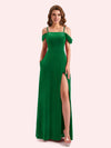 Elegant Cold Shoulder Sleeveless Long A-Line Velvet Bridesmaid Dresses Online