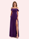 Sexy Velvet Cold Shoulder Side Slit A-Line Long Bridesmaid Dresses Online