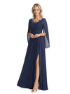 Elegant Unique Lace Chiffon  A-Line Mother Of The Bride Dresses Side Slit