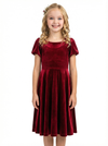 Wedding Flowers Girl Gowns Boho Velvet Dress Flower Princess Dress Gowns Knee Length