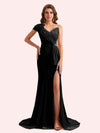 Elegant One Shoulder Sleeveless Long Mermaid Velvet Bridesmaid Dresses Online