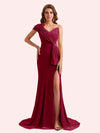 Sexy Velvet One Shoulder Side Slit Mermaid Long Bridesmaid Dresses Online
