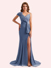 Elegant One Shoulder Sleeveless Long Mermaid Velvet Bridesmaid Dresses Online