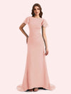 Elegant Mermaid Chiffon Short Sleeves Long Mother of the Brides Dresses Online