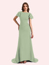Elegant Mermaid Chiffon Short Sleeves Long Mother of the Brides Dresses Online