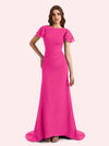 Elegant Mermaid Chiffon Short Sleeves Long Mother of the Brides Dresses Online