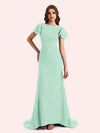 Elegant Mermaid Chiffon Short Sleeves Long Mother of the Brides Dresses Online