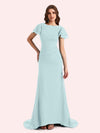 Elegant Mermaid Chiffon Short Sleeves Long Mother of the Brides Dresses Online